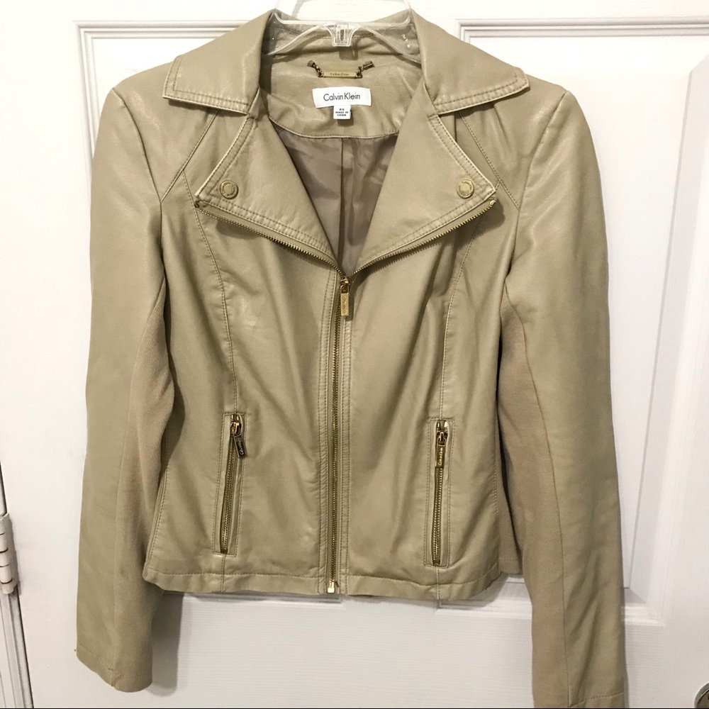 Calvin Klein Very Soft Tan/Gold Leather Jacket